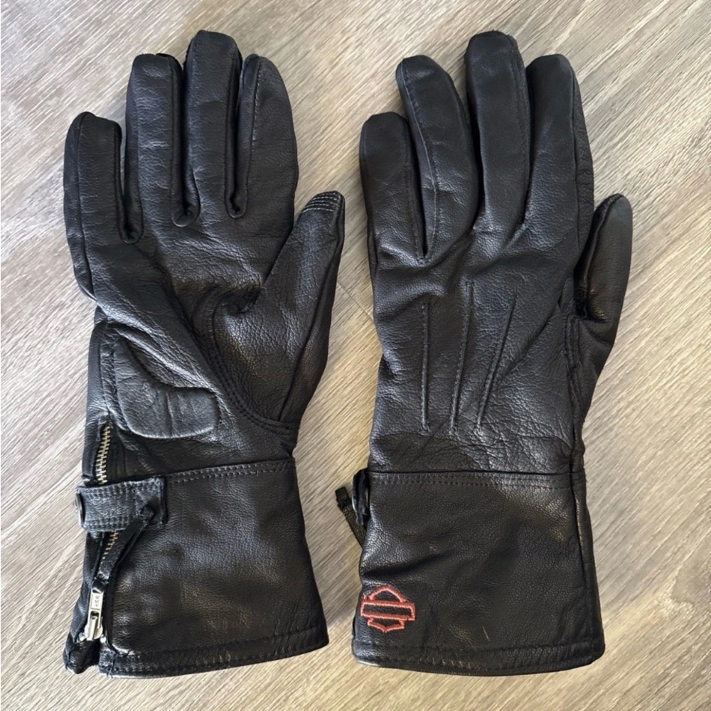 Harley-Davidson® Women's Leather Gauntlet Gloves,Black Size Large Soft Leather